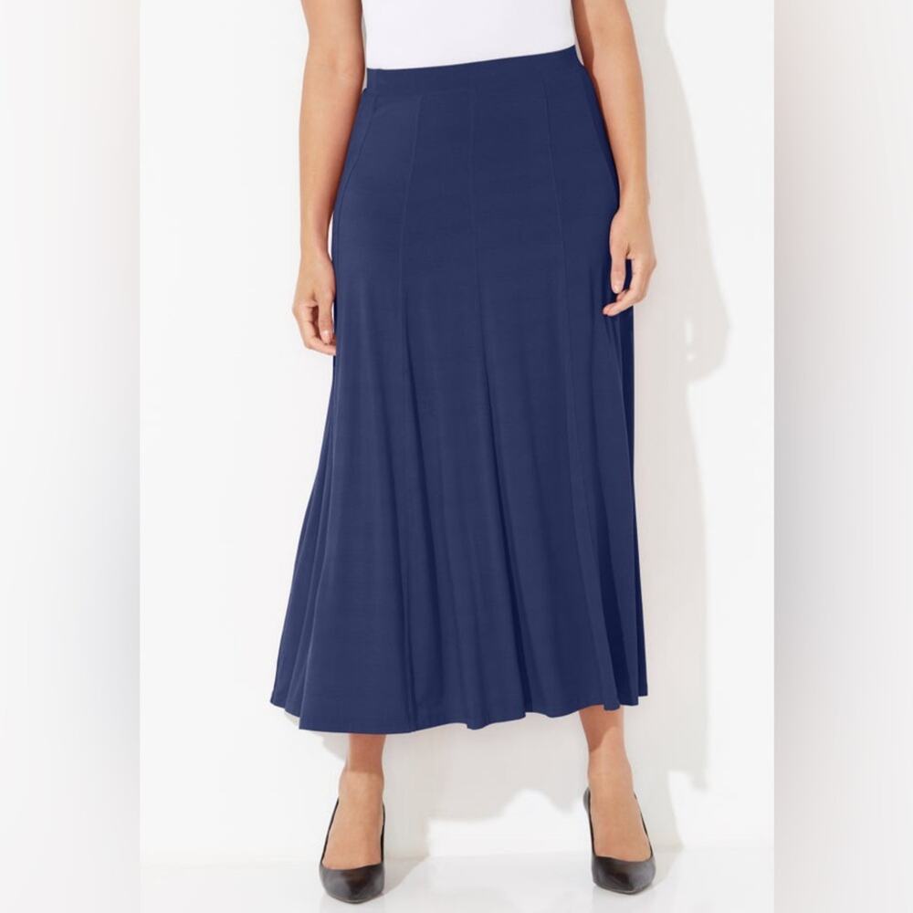 NWT Catherine's Anywear navy blue pull on maxi skirt size 5X
 b48